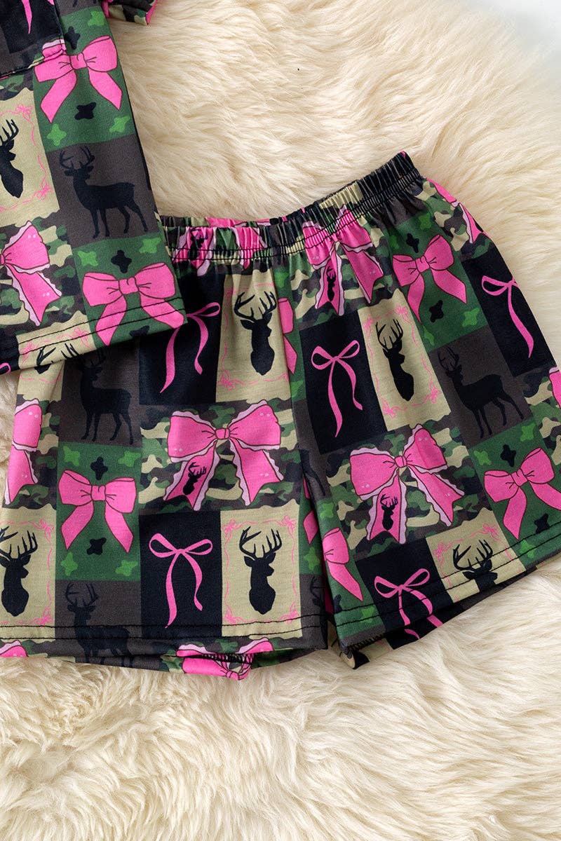 Camouflage & coquette bow printed women pajamas. PJW60026 SOL