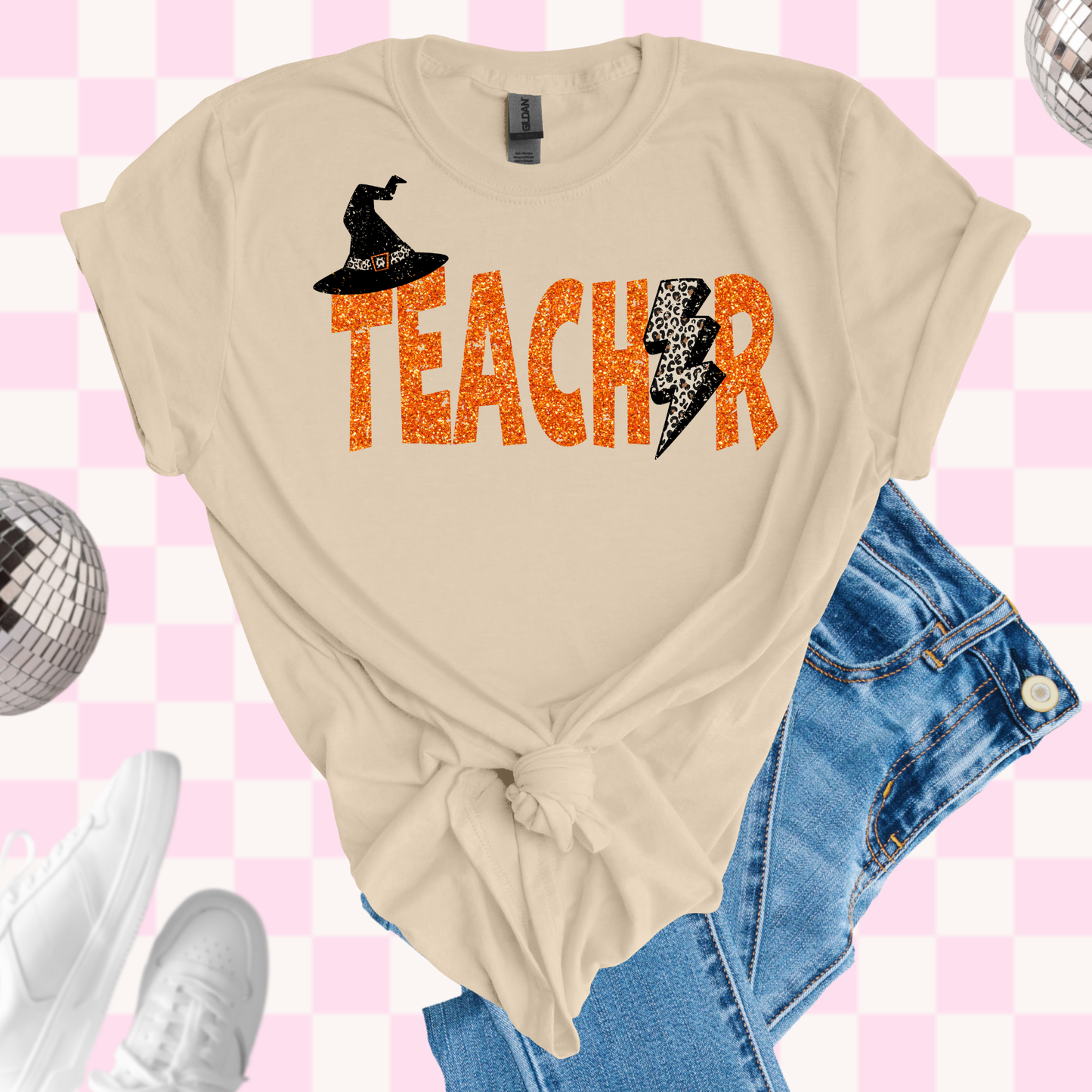Teacher with witch hat tshirt