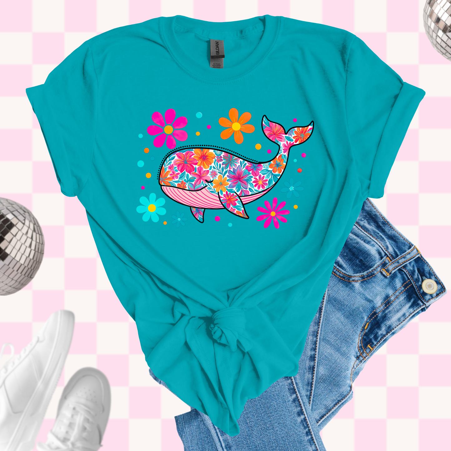 Colorful whale tshirt