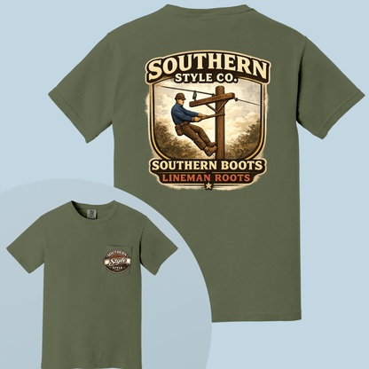 Southern Boots, Lineman Roots Comfort Colors® Tee