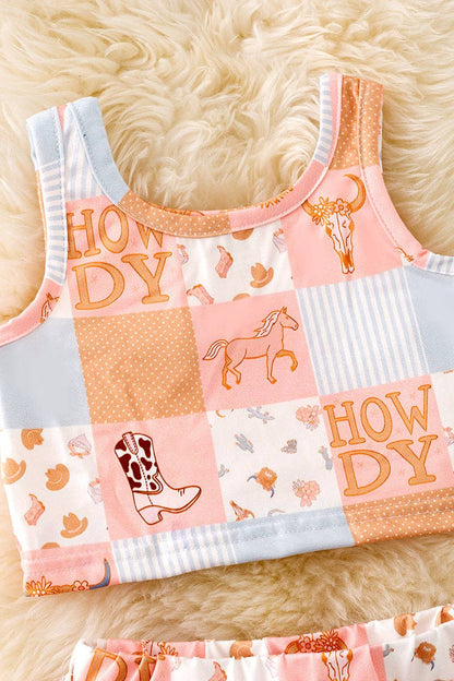 "Howdy" Western printed girls skort set. OFG50889 Jean