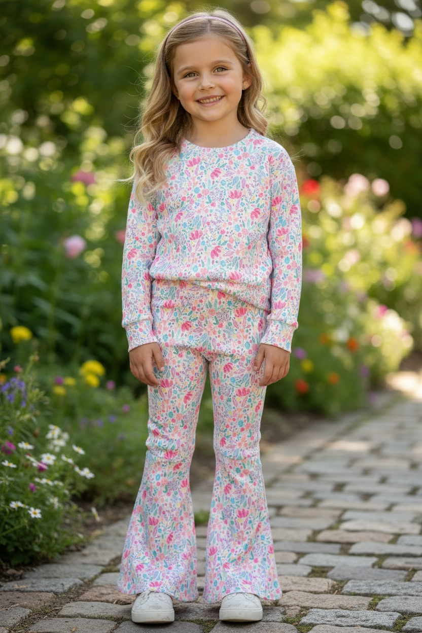Floral  printed girls 2 piece set. OFG61039 AMY