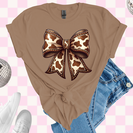 Cow print bow tshirt