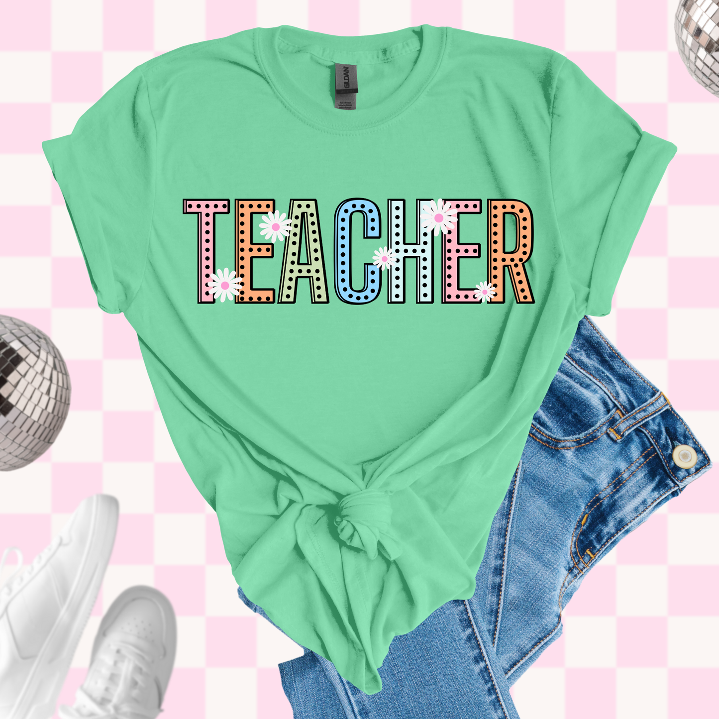 Floral teacher shirt