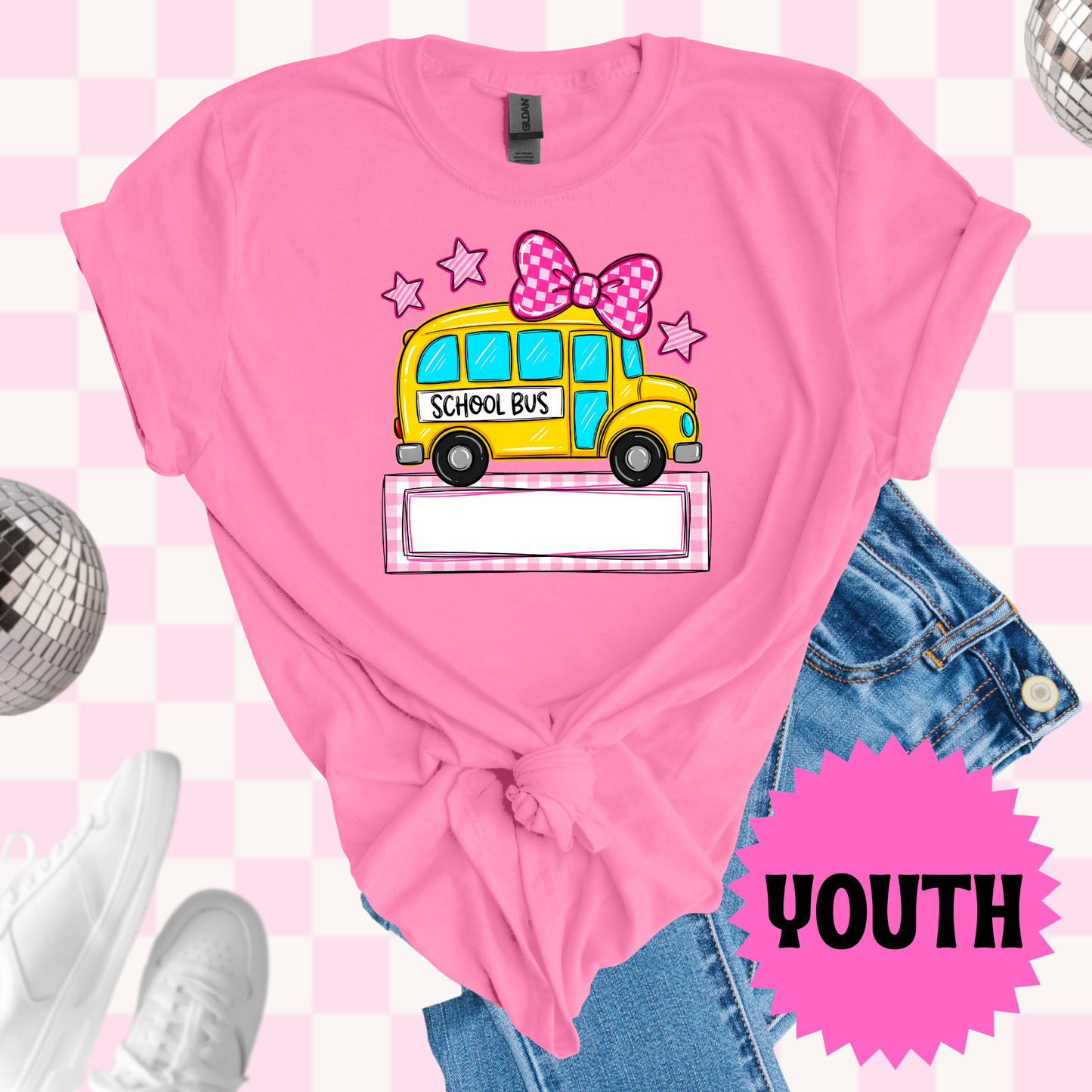 Custom pink bus tshirt