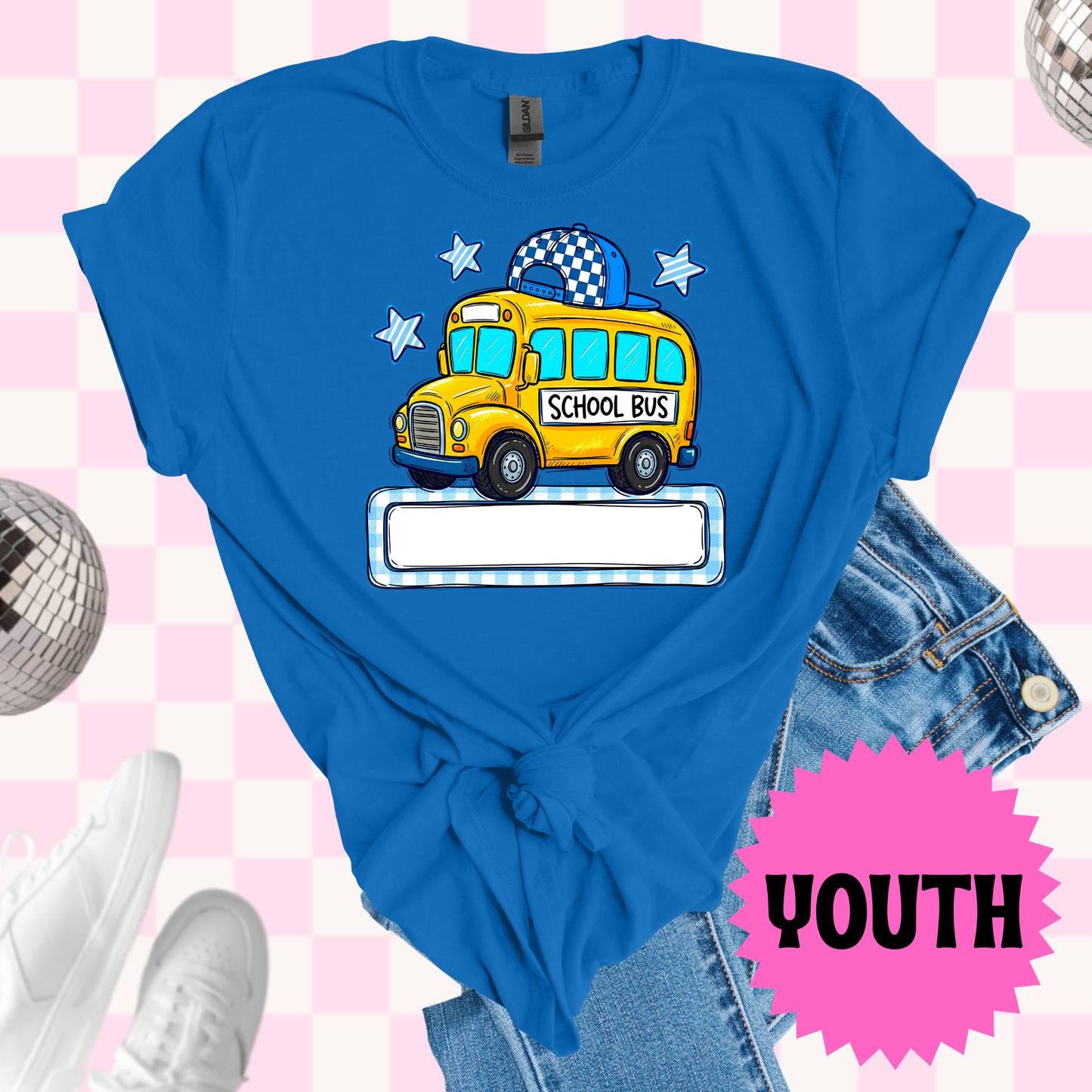 Custom blue bus tshirt