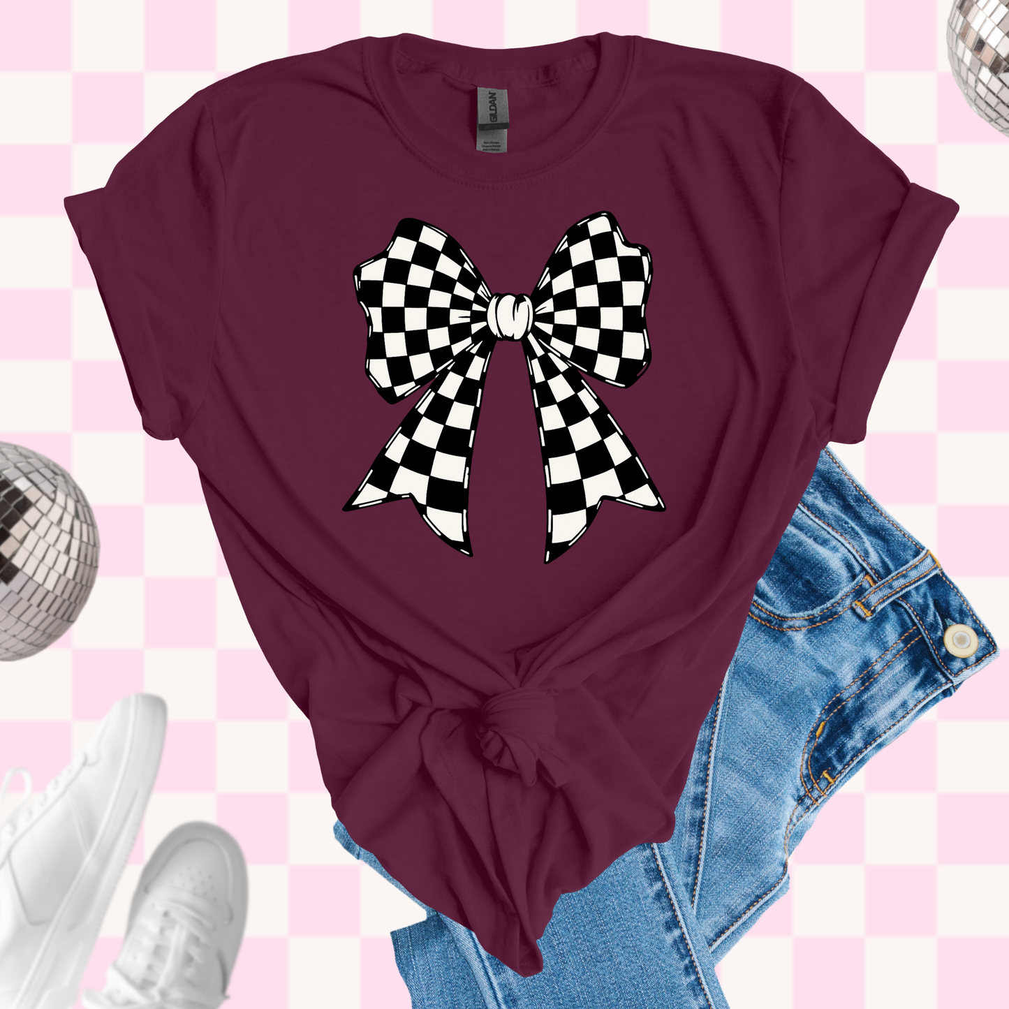 Checkered bow shirt