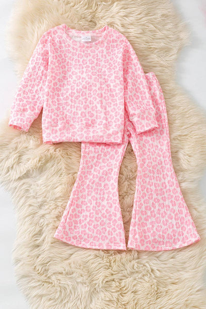 Pink Leopard printed girls 2 piece set. OFG61040 SOL