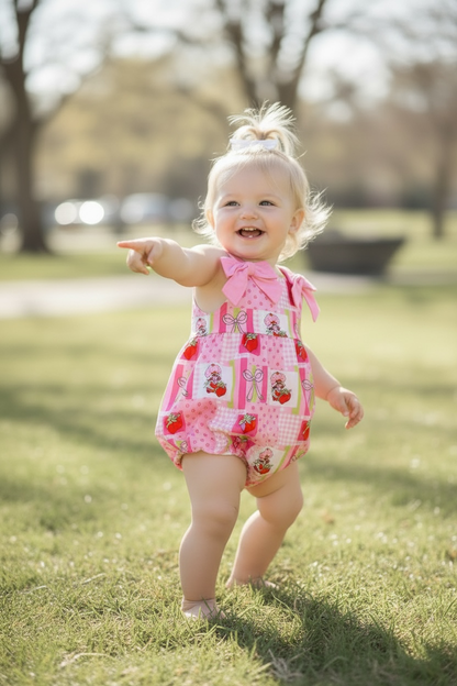 Sweet strawberry printed baby romper. SR112712-JEAN