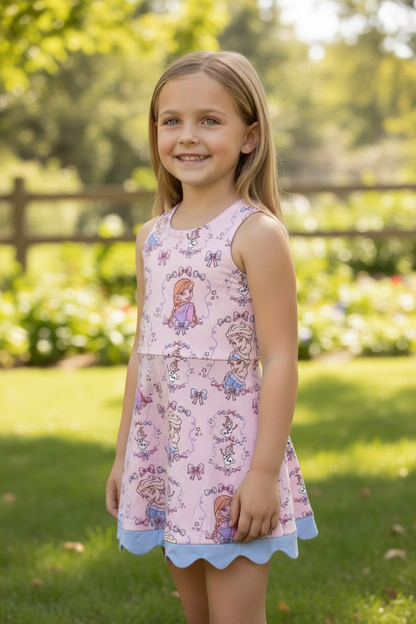 Fro*en Cartoon character Hi-Performance dress with attached shorts.GSD120303-SOL