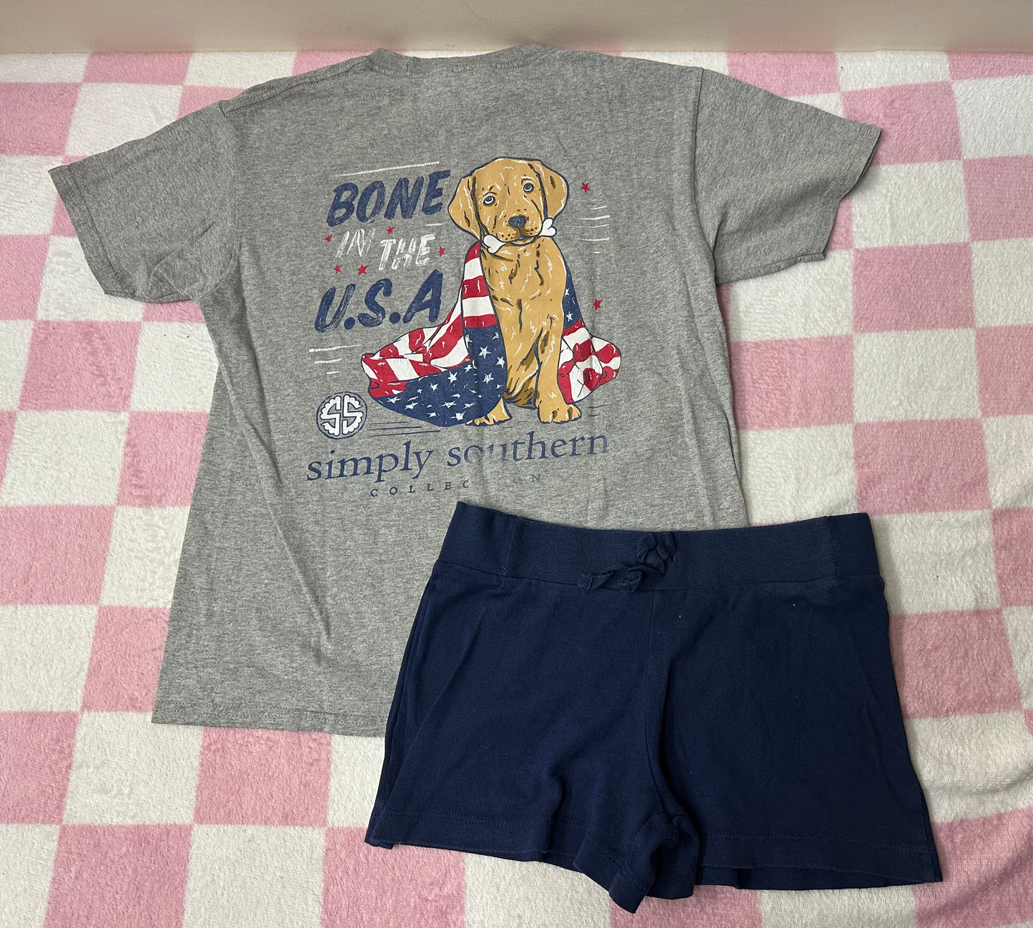 Girls medium bone in USA outfit