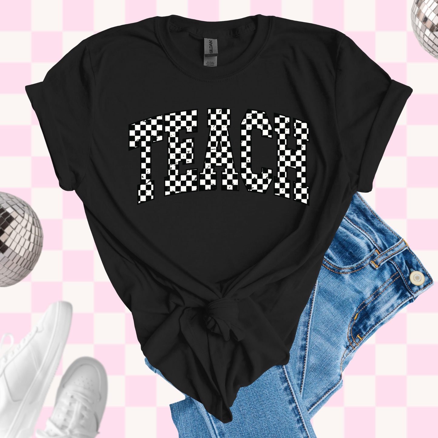 Checkered teach tshirt