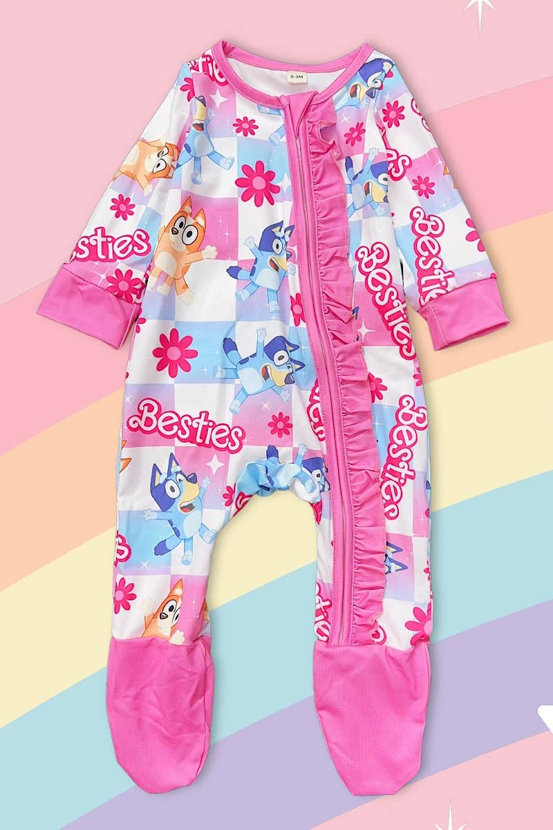 CHECKERED CHARACTER PRINTED BABY BODYSUIT. LR041201-SOL