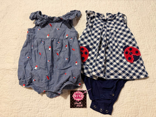 9/12m RWB rompers