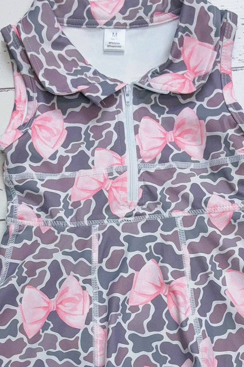 Coquette camouflage printed HI-Performance activewear dress w/under shorts attached. GSD013013-SOL