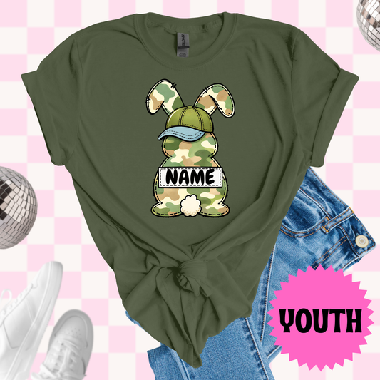 Custom name camo bunny shirt