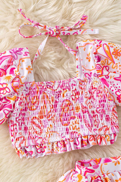 Fuchsia & Orange 2 piece set swimsuit. SWG60140 AMY
