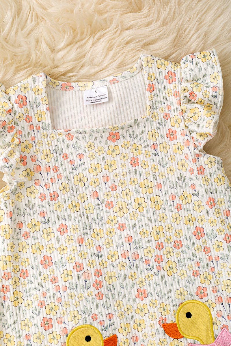 Floral printed on ribbed fabric with Duck application. DRG60194 JEAN