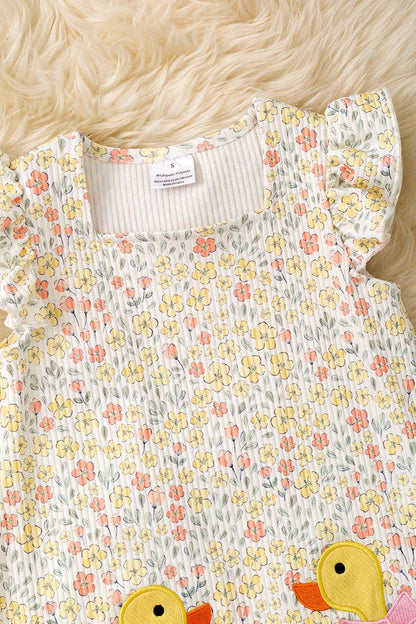 Floral printed on ribbed fabric with Duck application. DRG60194 JEAN