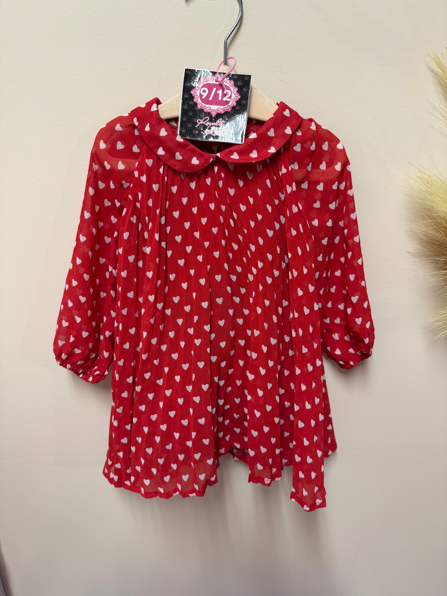 9/12m Red hearts dress