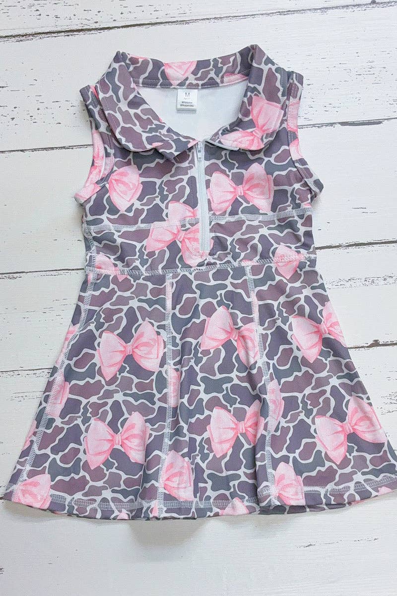 Coquette camouflage printed HI-Performance activewear dress w/under shorts attached. GSD013013-SOL