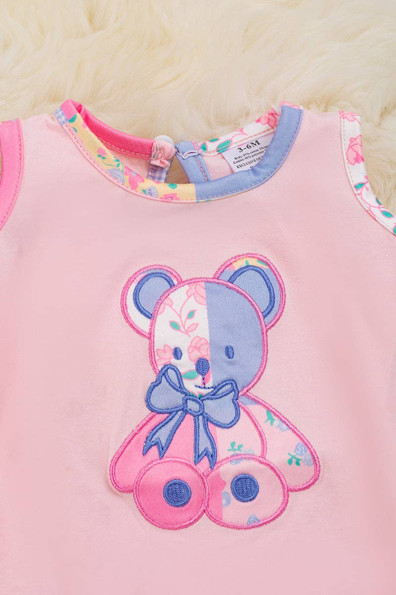 Teddy bear applique baby bodysuit. RPG25154001 AMY