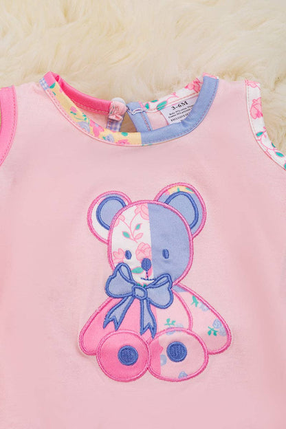 Teddy bear applique baby bodysuit. RPG25154001 AMY