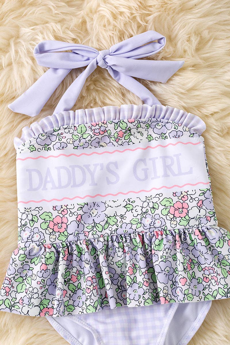 Daddy's Girl" Purple ditsy floral swimsuit. SWG60071 SOL