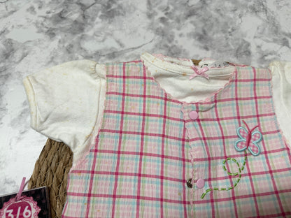 3/6m plaid overalls set