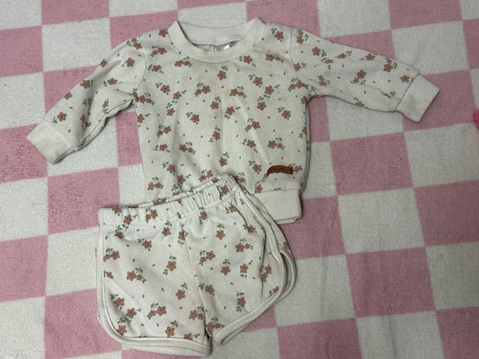 3/6m white floral set