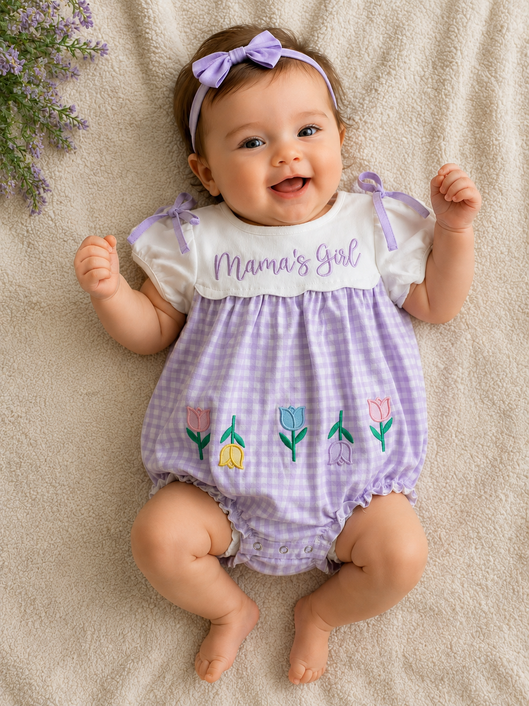 Mama’s Girl Gingham Bubble Romper - 12/18m