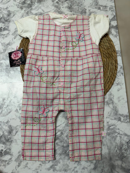 3/6m plaid overalls set