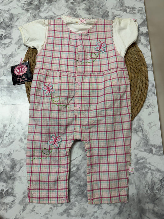 3/6m plaid overalls set