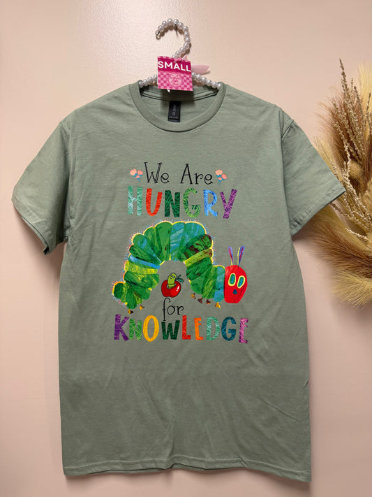 Adult small hungry for learning tshirt