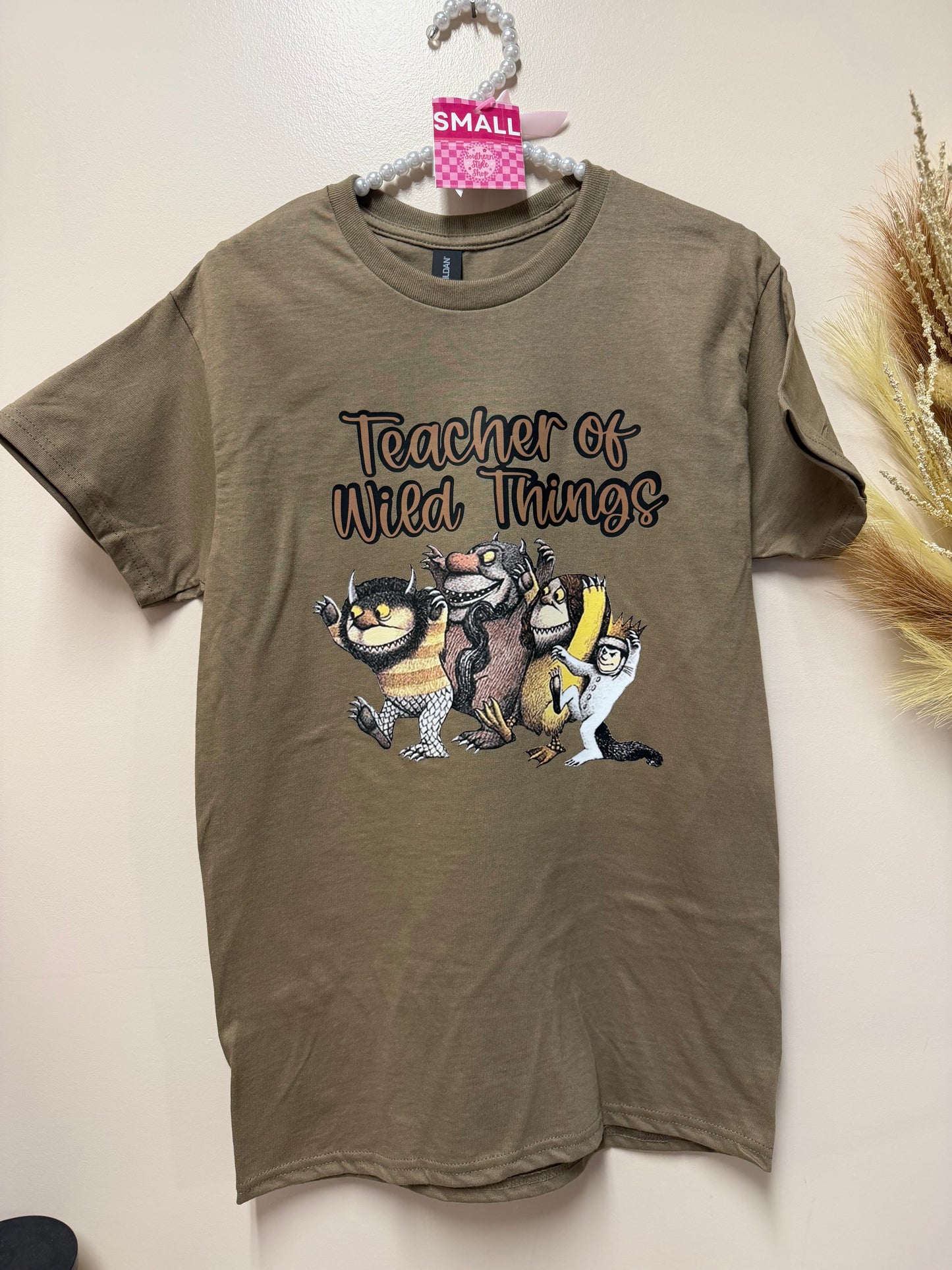 Adult small teacher of wild things tshirt
