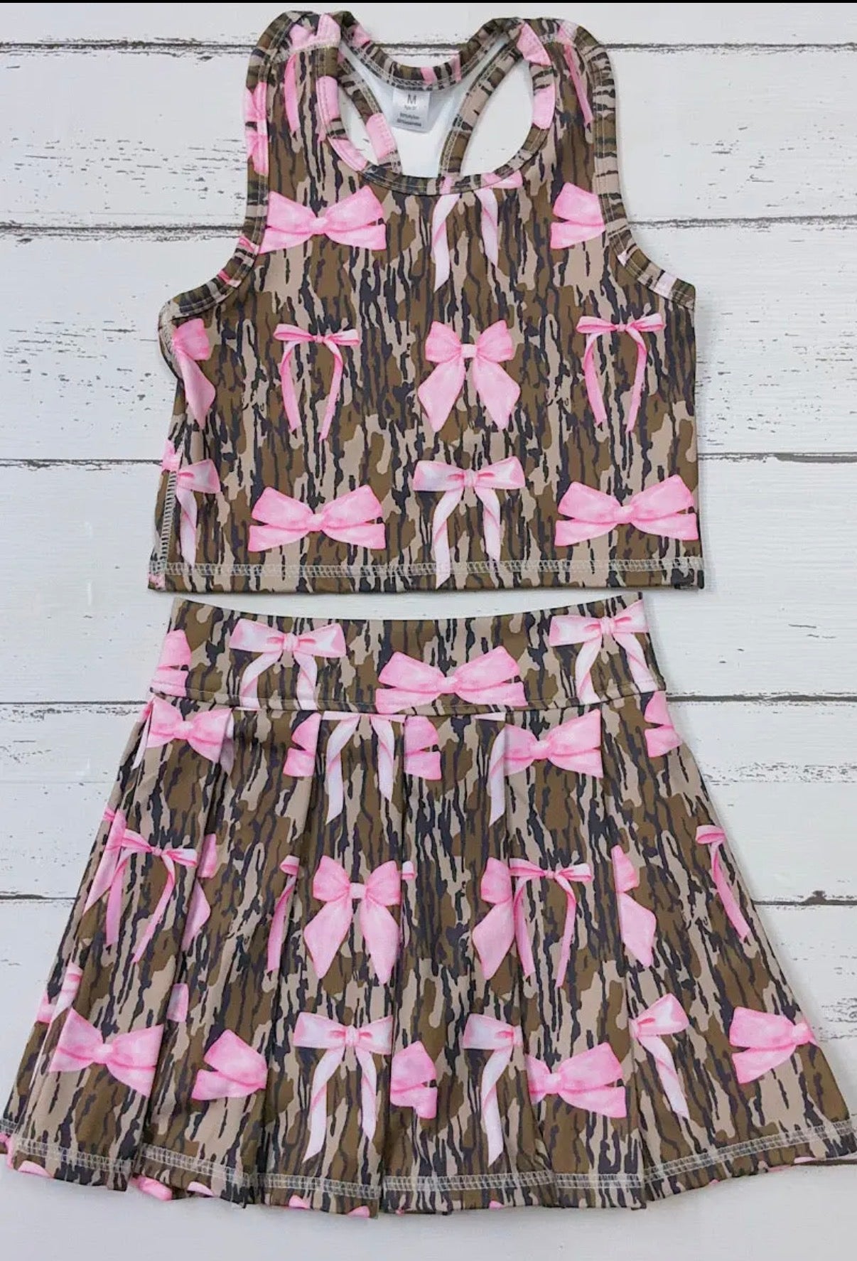 Pink Bow Camo Athletic Set