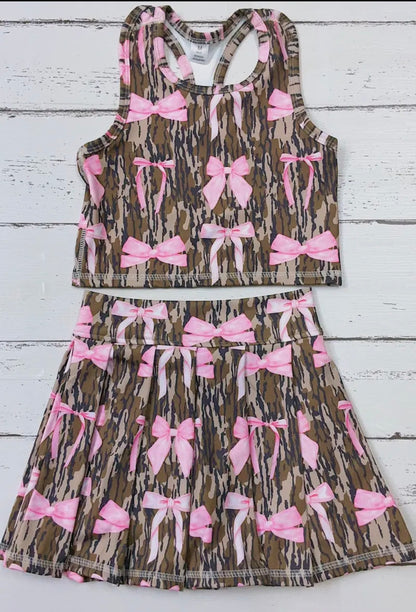 Pink Bow Camo Athletic Set