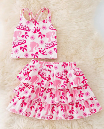 Barbie-Inspired Ruffle Skirt Set - 2T