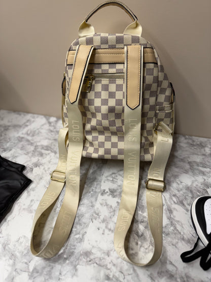 Checkered Luxe Mini Backpack – Neutral Tones