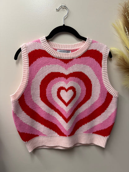 Retro Heart Knit Sweater Vest – Women's XL
