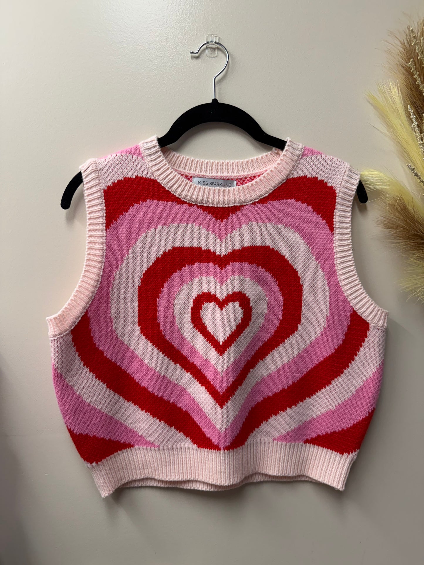Retro Heart Knit Sweater Vest – Women's XL