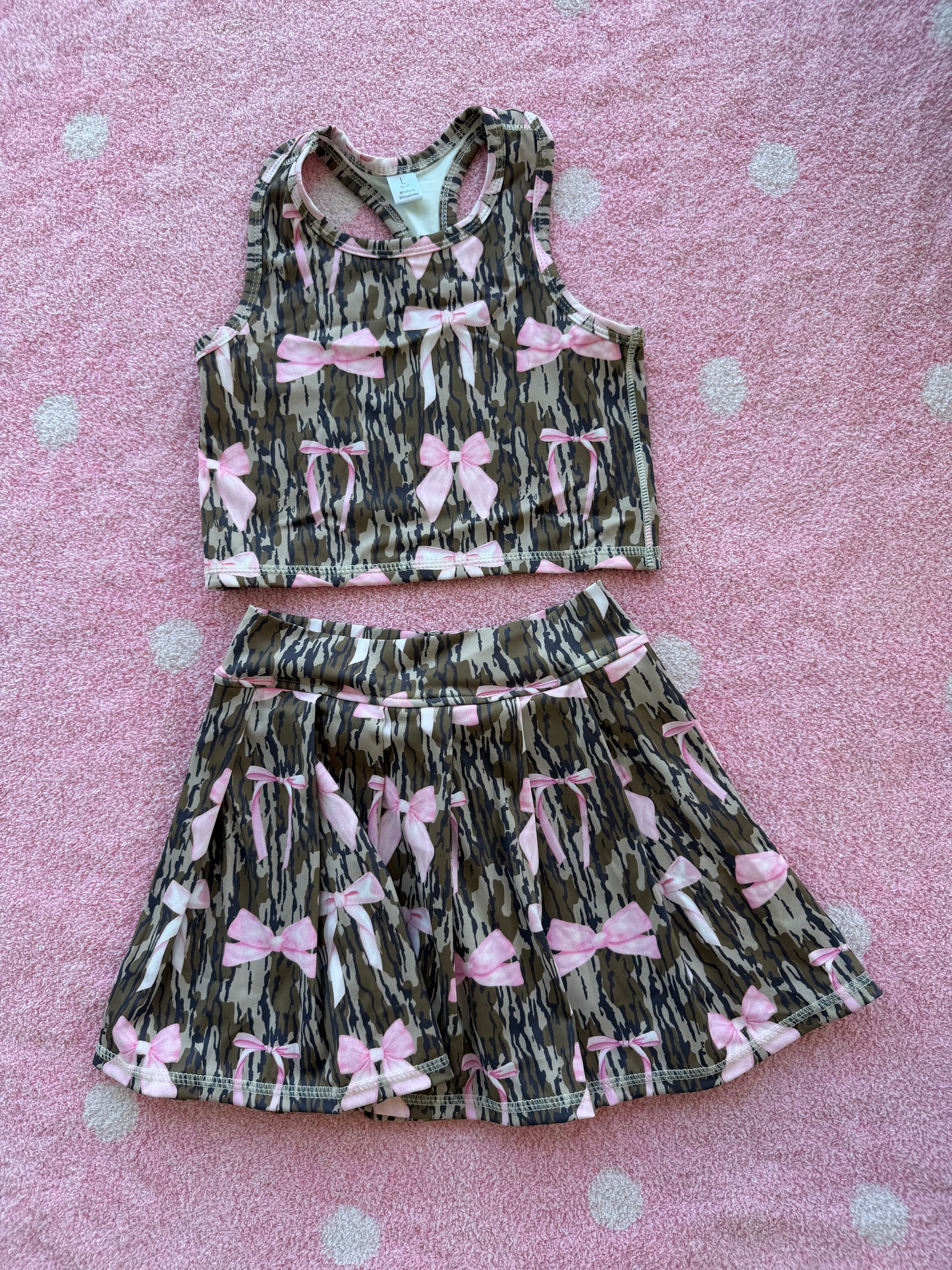 Pink Bow Camo Athletic Set