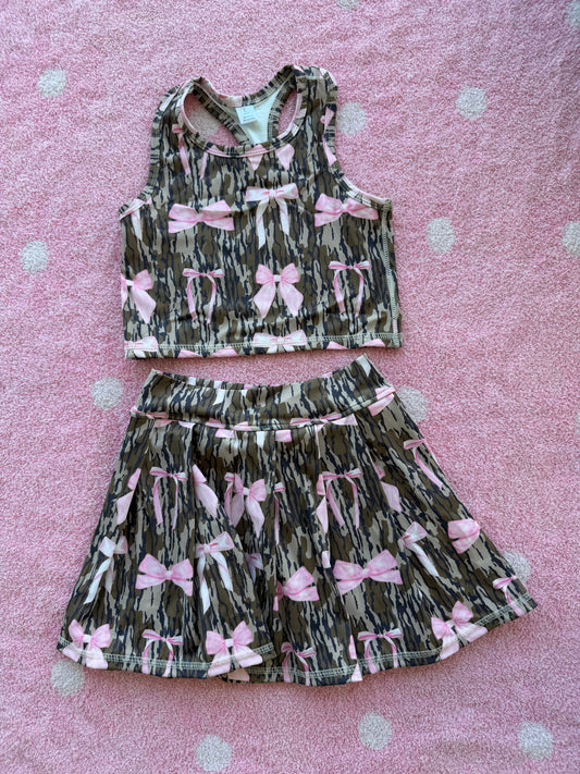 Pink Bow Camo Athletic Set
