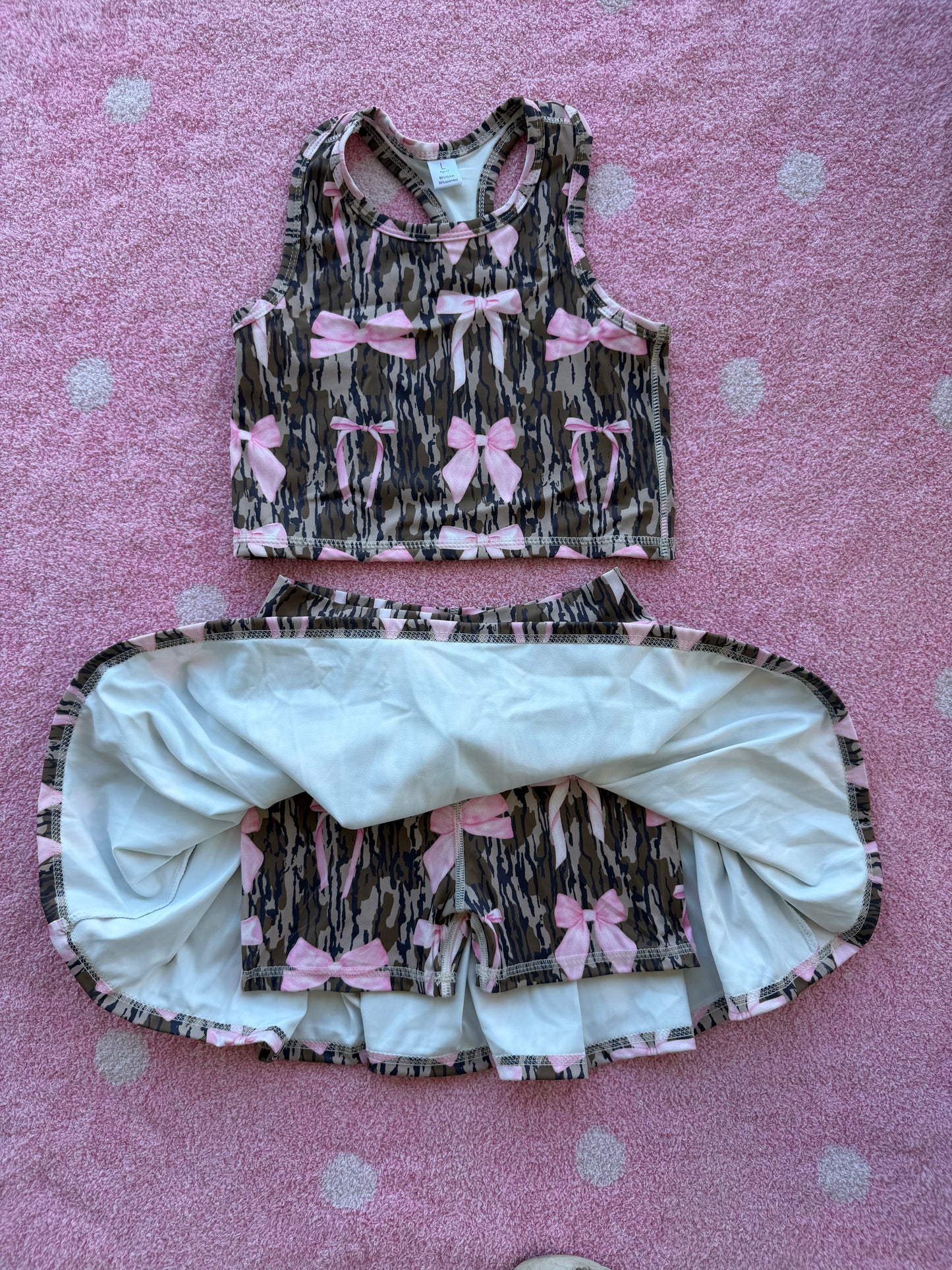 Pink Bow Camo Athletic Set