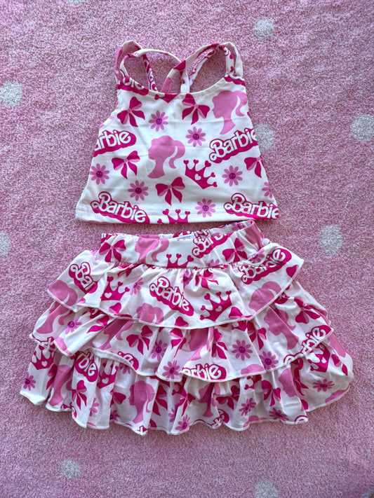 Barbie-Inspired Ruffle Skirt Set - 2T