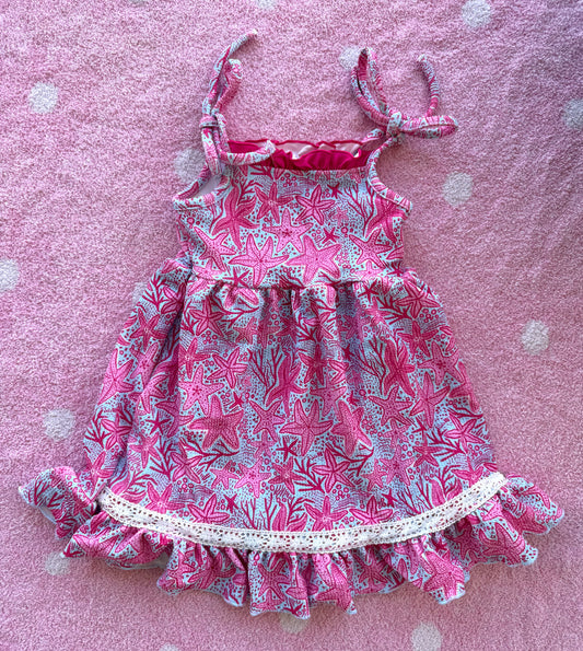Pink Starfish Tie-Strap Dress