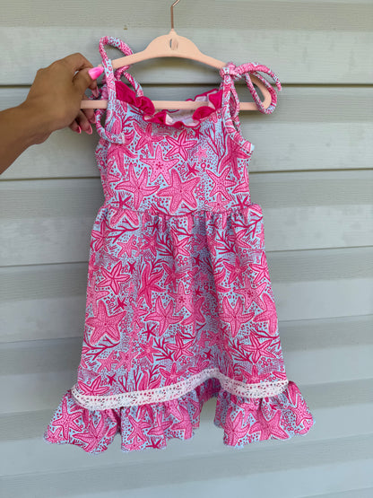 Pink Starfish Tie-Strap Dress