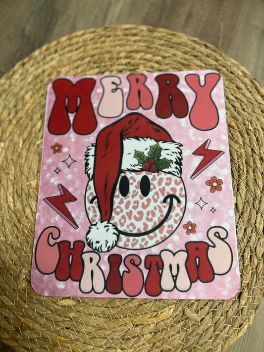 Pink Merry Christmas mouse pad