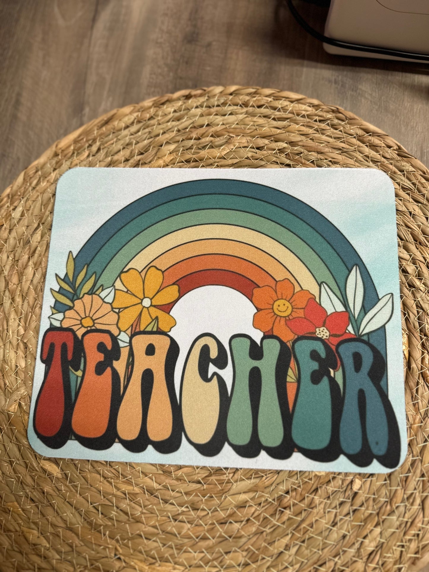 Rainbow teacher mouse pad