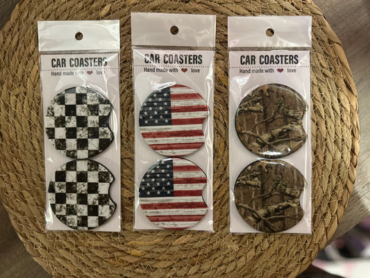 Country prints car coasters